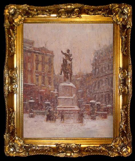 framed  Theodore Robinson Union Square in Winter, ta009-2